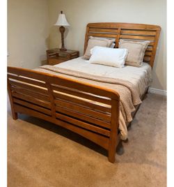 Solid Wood Sleigh Bed Frame Queen