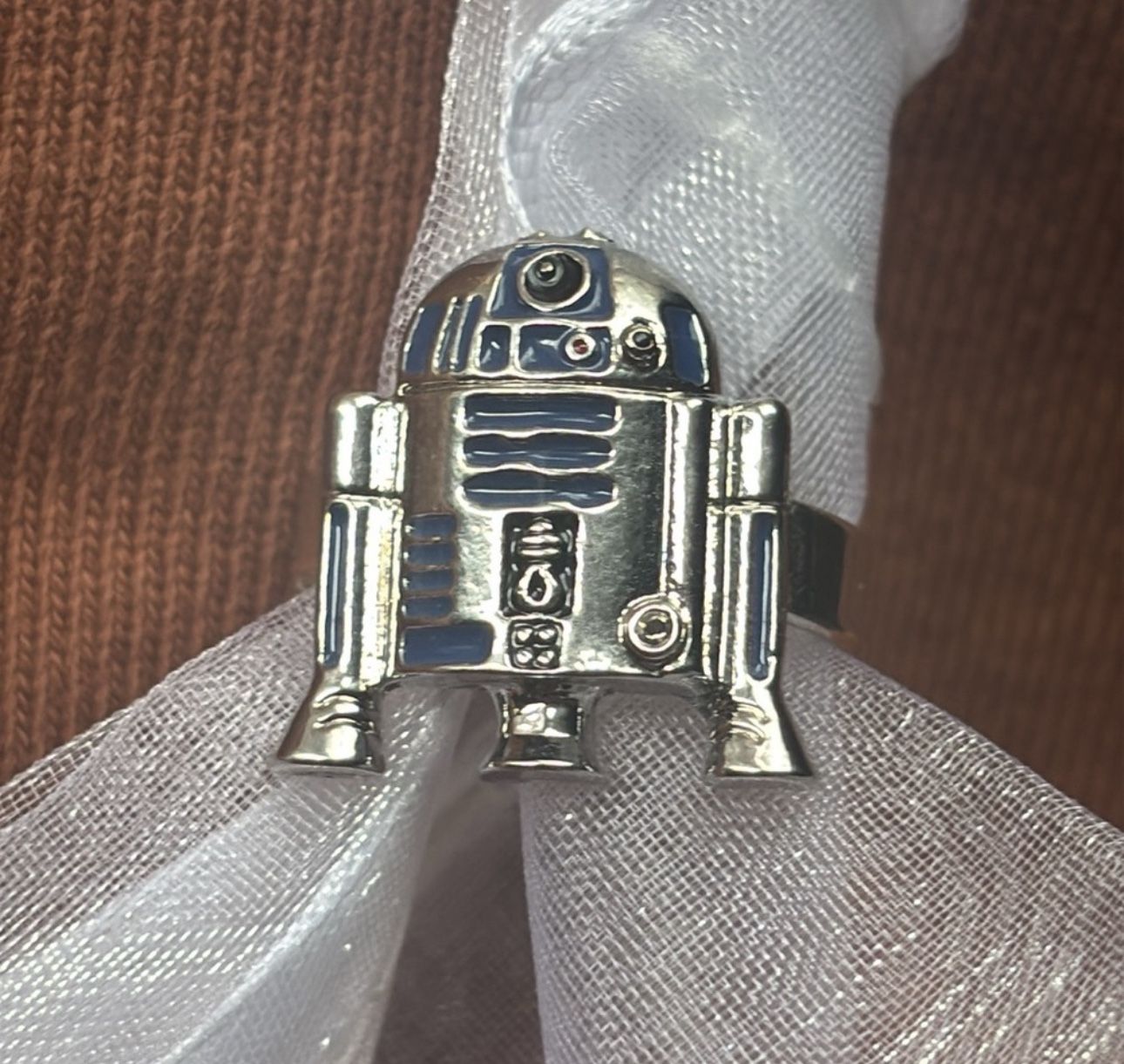 Silver and Blue R2D2 Star Wars Ring