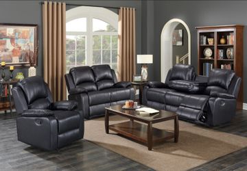 Black Leather Reclining Sofa, Loveseat Recliner Set