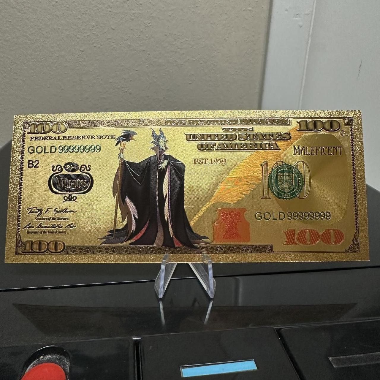 24k Gold Foil Plated Maleficent Disney Villains Banknote