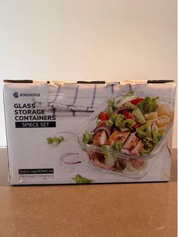 Glass Storage containers 5 piece set,Never Used