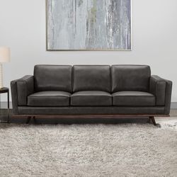 Grey Leather Sofa & Love Seat (Great Condition)