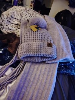 Lavender Knit Beanie and Scarf Set