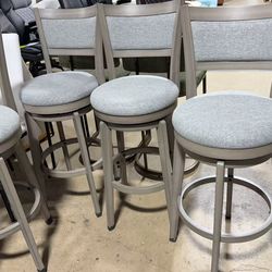 🔥Swivel Bar Stools Set of 4, 30 Inch Bar Height Barstools, High Back Bar Stool with Solid Wood Legs & Wrap-Around Footrest, Counter Stools for Kitche