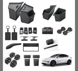 12PCS Trunk Storage| Gear Shift| Door Locks| Glove Box| Key Holder| Seat Belt| Glass Lift| Tissue Box| Seat Hooks| Screen Protector| Coasters For Tesl