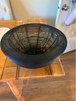 Buffalo Plaid Serving Tray, Wire Fruit Bowl and chargers