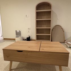 Wood lift top coffee table with hidden storage