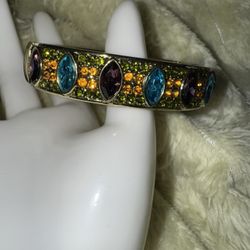 Heidi Daus "Armed with Charm" Crystal Hinged Bracelet