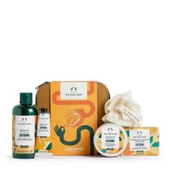 5pc New The Body Shop Lather & Slather Satsuma Gift Case Set Special Edition