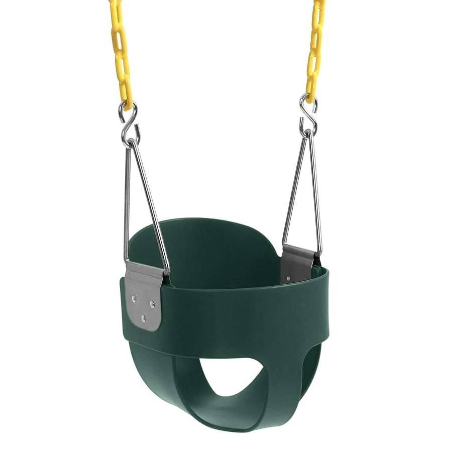High Back Full Bucket Baby Toddler Swing Swing Seat Set With Yellow Coated Chains Fully Assembled
