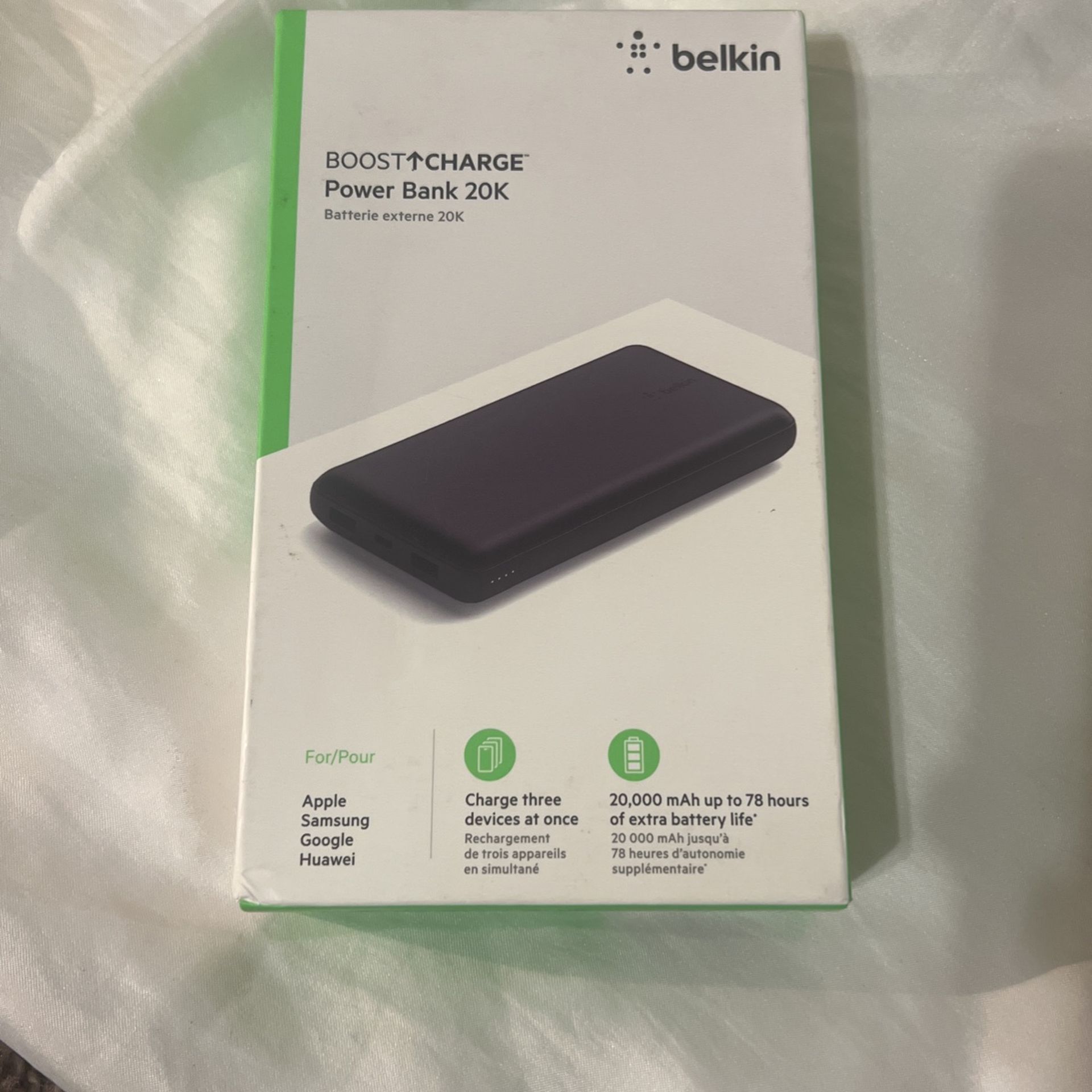 Belkin Boost Charge Portable Multi Device Power Bank Charger 20,000 mAh USB-C