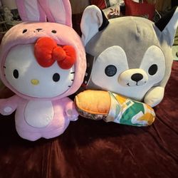Hello Kitty Plush And Husky Plush 