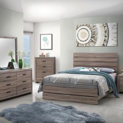 4 Piece Queen Bedroom Set Queen Bed Frame Dresser Mirror And Nightstand