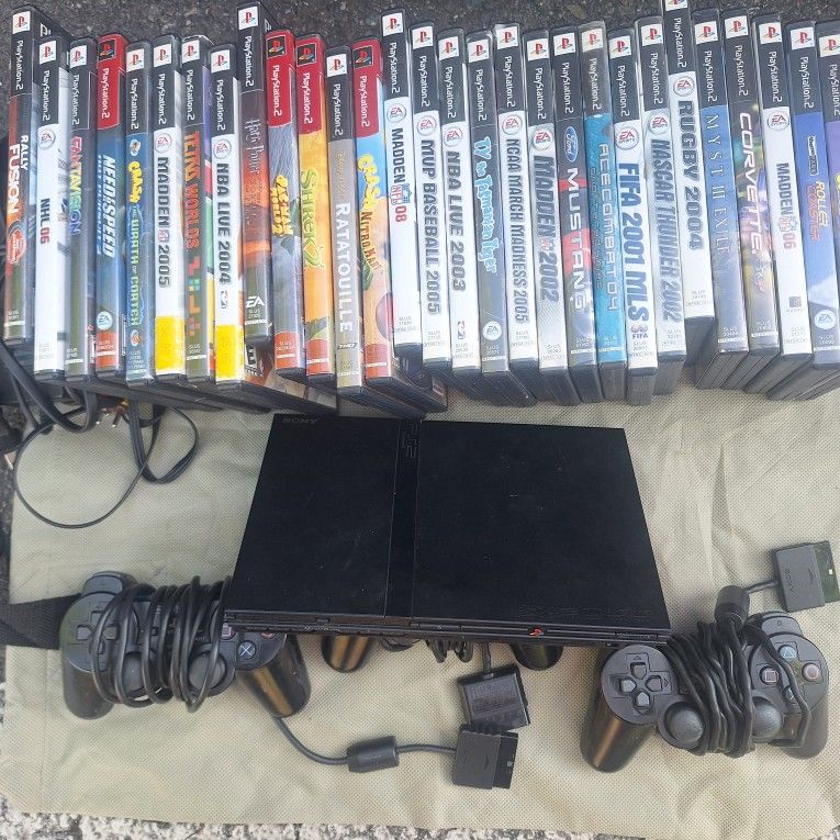 PlayStation 2 Slim Bundle - 3 Controllers + 29 Games - $120 OBO