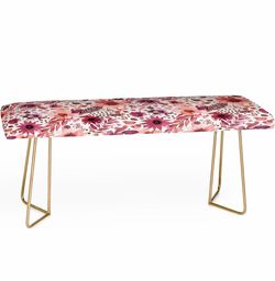 Brand New Floral Upholstered Bench 46" × 16"- Deny Designs Modern Boho Accent