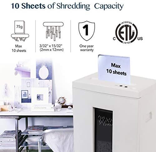 BRAND NEW IN BOX- WOLVERINE 10-Sheet Super Micro Cut High Security Level P-5 Heavy Duty Paper/CD/Card Ultra Quiet Shredder for Home Office by 40 Mins