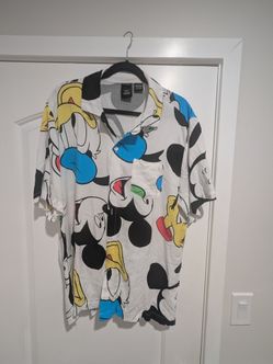Disney Mickey Mouse Hawaiian Resort All Over Print Button Up Shirt XL