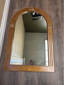 Brown wood mirror