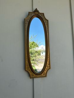 Vintage Ornate Gold Oval Wall Mirror