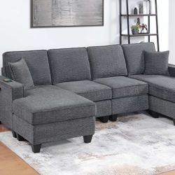 Brand New Comfy Double Chaise Sectional W/USB Charging 
