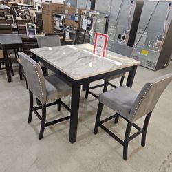 FAUX MARBLE PUB TABLE 4 STOOLS 