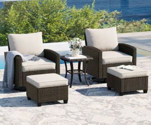 DIFY 5-Piece Wicker Outdoor Patio Conversation Set with Chairs ...