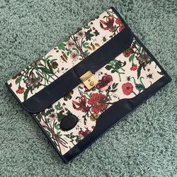 Gucci Vintage Floral Portfolio Computer Tablet Folder Pouch Clutch