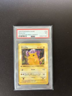 Pikachu [Red Cheeks] 1st Edition Shadowless 58/102 Pokemon Base Set PSA 7 NM