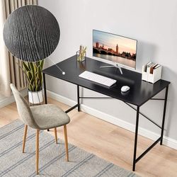 Homy Casa Tasman Modern Home Office Writing Desk Black Wood