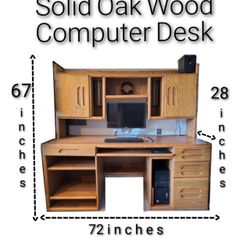 "Solid Oak" wood computer desk