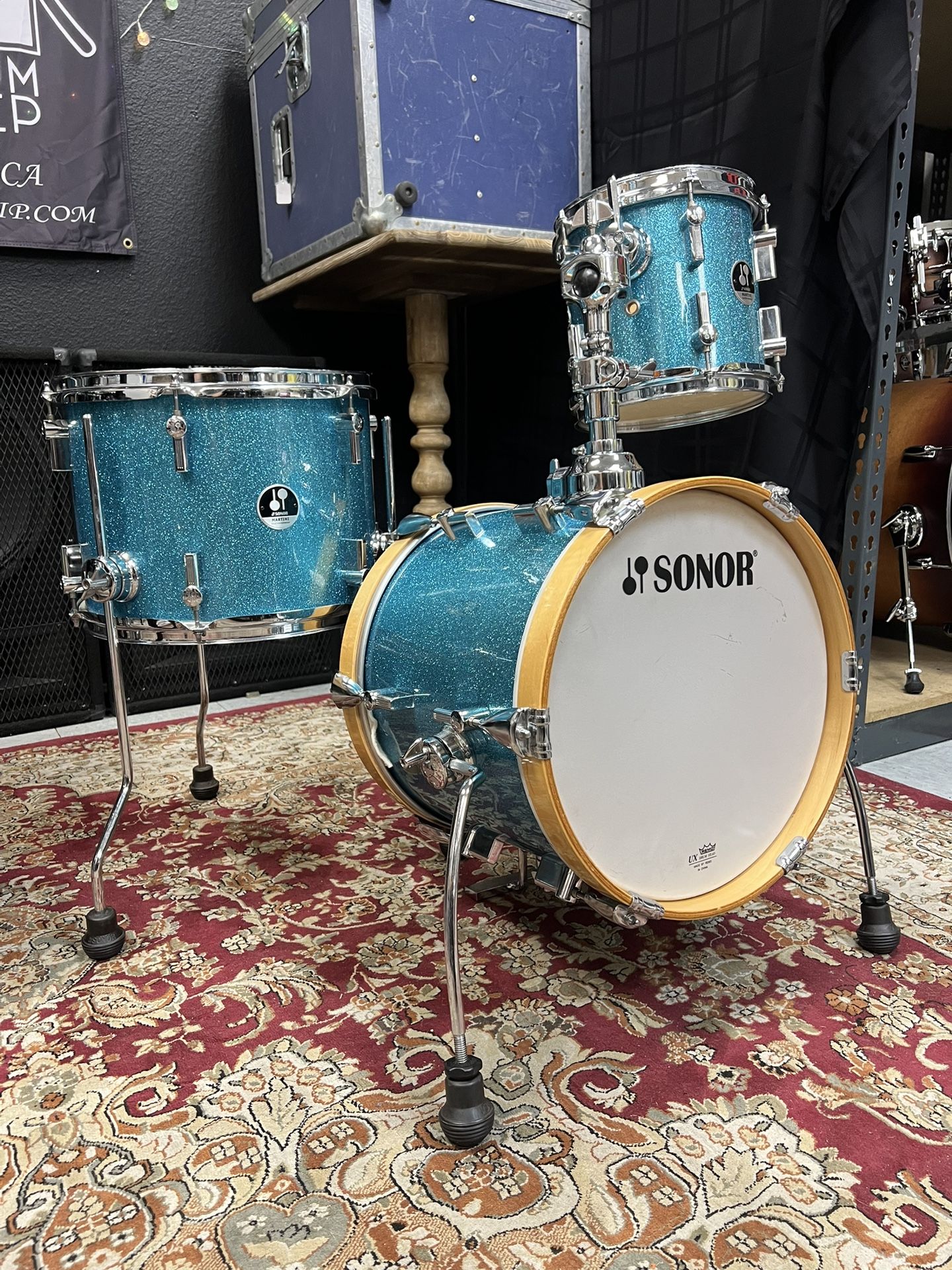 Sonor Martini 3pc Turquoise Galaxy Sparkle Drum Set