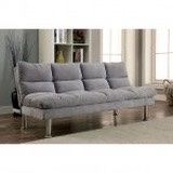 New Grey Microfiber Futon.  Chrome Legs.  67x28x31H; 67x40x17H.  Free Delivery!