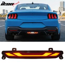 Fits 2024-2026 Ford Mustang GT-V Style LED ABS Rear Bumper Brake Light Smoked Len Red