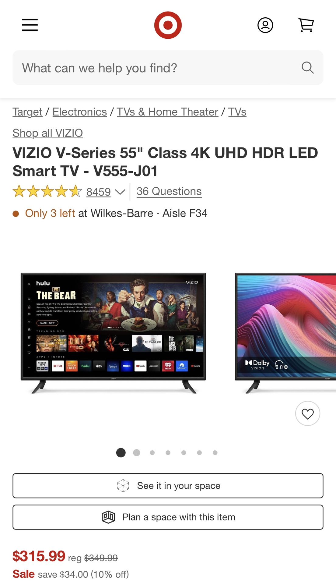55” Vizio 4K Smart Tv