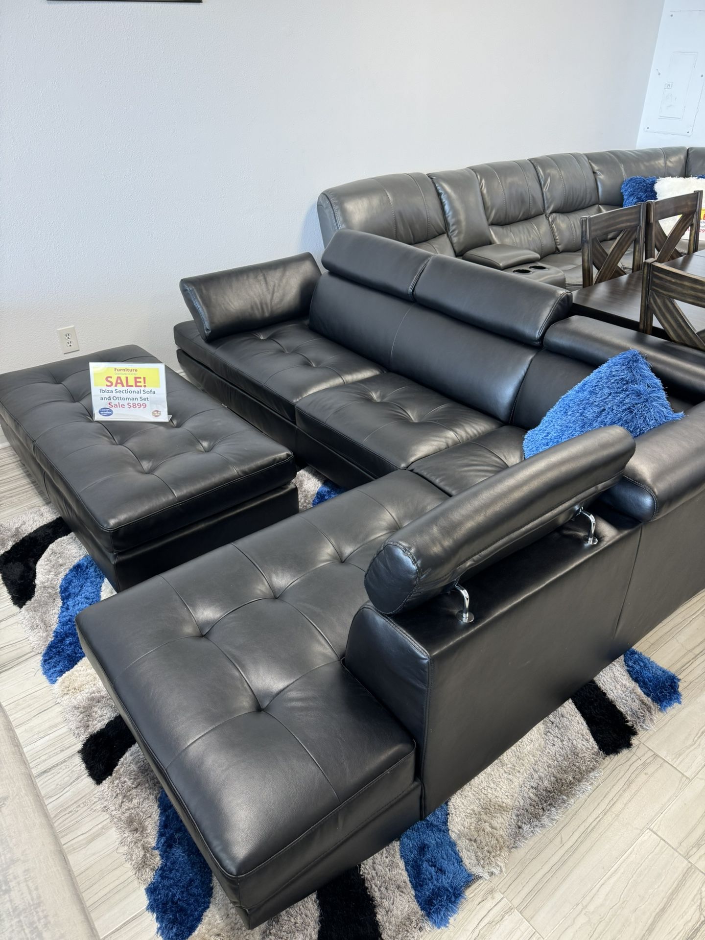 Beautiful Black Ibiza Sectional Sofa Set!$899!*SAME DAY DELIVERY*NO CREDIT NEEDED*EASY FINANCING*HUGE SALE*