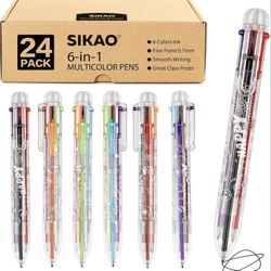 Multicolor Pens, 6-in-1 Multi Color Pens all in One, Fun Rainbow 6 Colors Ballpoint Pens
