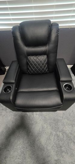 Canmov Electric Power Recliner Chair with USB Ports and Cup Holders, Breathable Leather Home Theater