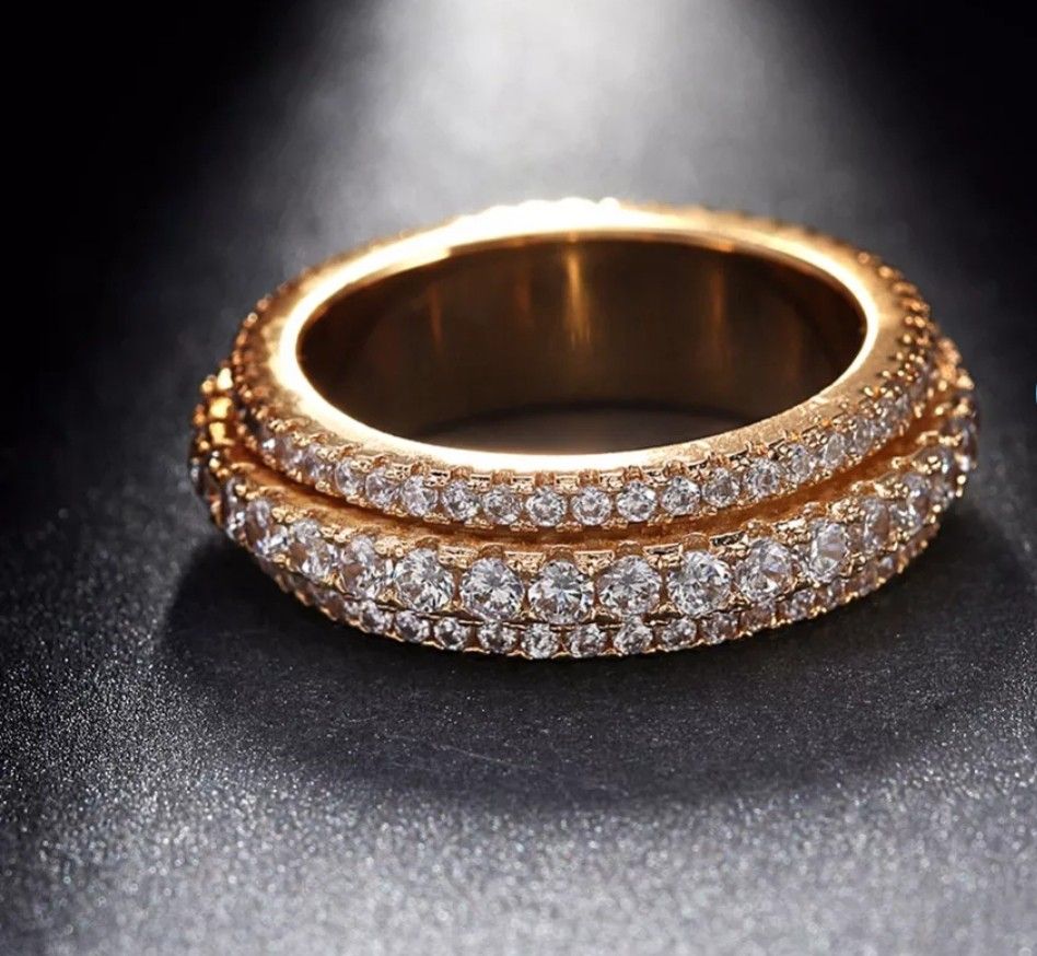 ❤SALE❤❤18K Yellow Gold Filled Lab Diamond Rotating Ring Size 7,8,9
