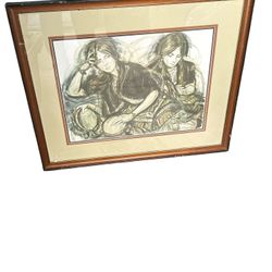 Sheldon C Schoneberg (1(contact info removed)) Watercolor Painting Two Gypsy Women Musicians