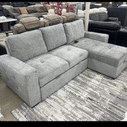 Sectional sofa with Pull-up Bed and storage underneath 