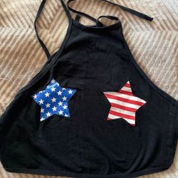 Black American Flag Halter Top