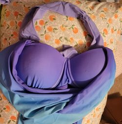 $30.00 NWT Purple Teal 2 Pieces Ombre Chriss Cross Back tankini & Shorts Xl 16-18 $30.00