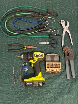(No charger) Ryobi drill and tools