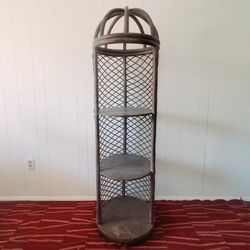 Vintage Mid-Century Birdcage Rattan Bookshelf 