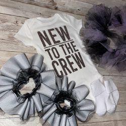 New To The Crew Onesie, Sock Tutu And Baby Tutu 