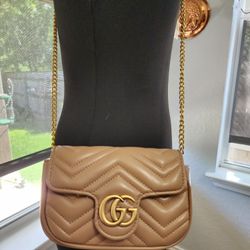 Beige Crossbody With Gold Chain