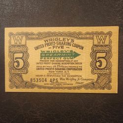 X5 Vintage Wrigleys Spearmint Gum United Profit Sharing Coupon