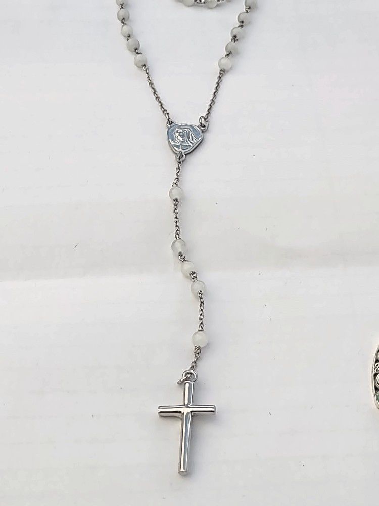 Authentic sterling silver rosary necklace 