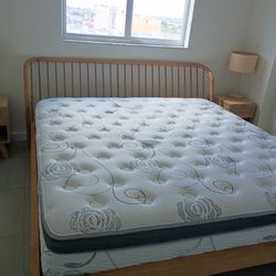 King Size Mattress With Bed Frame - Excellent Condition 