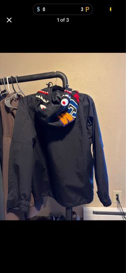 Black bape shark jacket snowboarding jacket